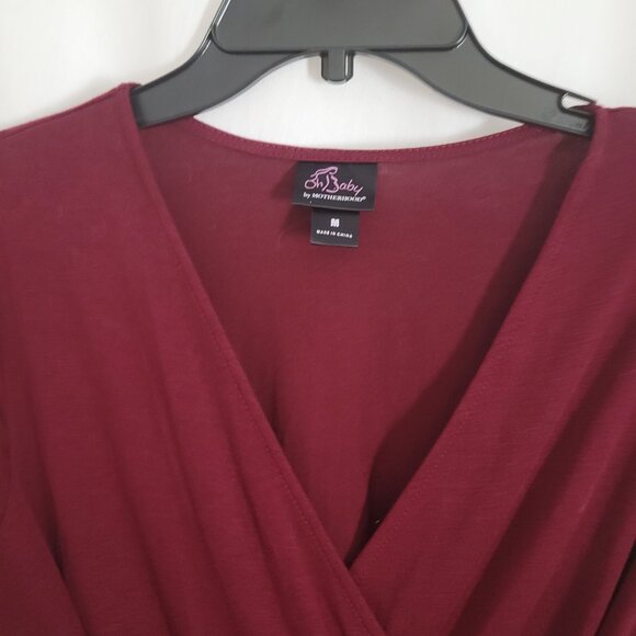 Oh Baby! Motherhood Top maternity stretch embellished tie waist cranberry wine - Picture 6 of 9